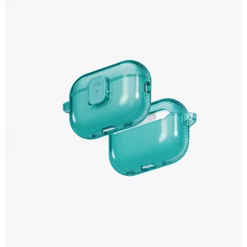 UNIQ Glase Pro Turkis Lock dėklas, skirtas AirPods Pro (1 ir 2 kartos) su karabinu