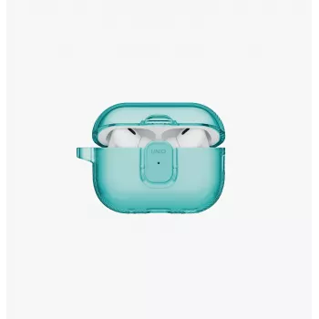 UNIQ Glase Pro Turkis Lock dėklas, skirtas AirPods Pro (1 ir 2 kartos) su karabinu