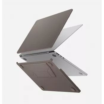 UNIQ Lyden Versa kieto korpuso folio dėklas, skirtas MacBook Air 13 inch (M2 2022 / M3 2024 / M4 2025 / M5 2026), pilkas