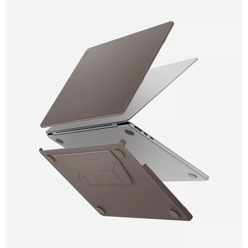 UNIQ Lyden Versa kieto korpuso folio dėklas, skirtas MacBook Air 13 inch (M2 2022 / M3 2024 / M4 2025 / M5 2026), pilkas