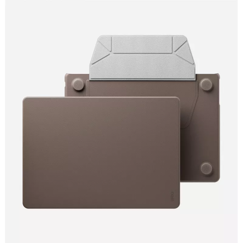 UNIQ Lyden Versa kieto korpuso folio dėklas, skirtas MacBook Air 13 inch (M2 2022 / M3 2024 / M4 2025 / M5 2026), pilkas