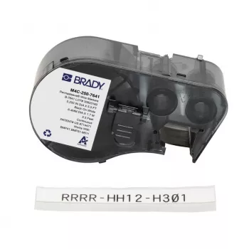 Brady M4C-250-7641 savaiminio laminavimo vinilo laidų žymekliai, skirti BMP51/BMP53, 38,1 mm x 19,05 mm, balti/peršviečiami, 6,4 m ritinys