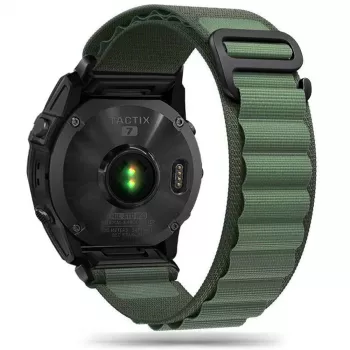 TECH-PROTECT NYLON PRO laikrodžio dirželis, skirtas Garmin Fenix 5 / 6 / 6 Pro / 7, 22 mm QuickFit, karinė žalia