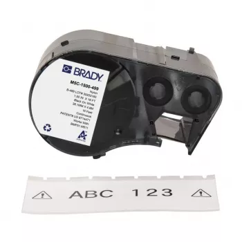 BRADY M5C-1500-499 savaiminio laminavimo vinilo etikečių rulonas, skirtas BMP51/BMP53/M511, 12,7 mm x 6,4 m, baltas