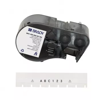 BRADY M4C-250-595-WT-BK baltas poliesterio termoperdavimo etikečių rulonas, skirtas BMP41/BMP51/BMP53/M511, 38,1 mm x 25,4 mm, 250 etikečių