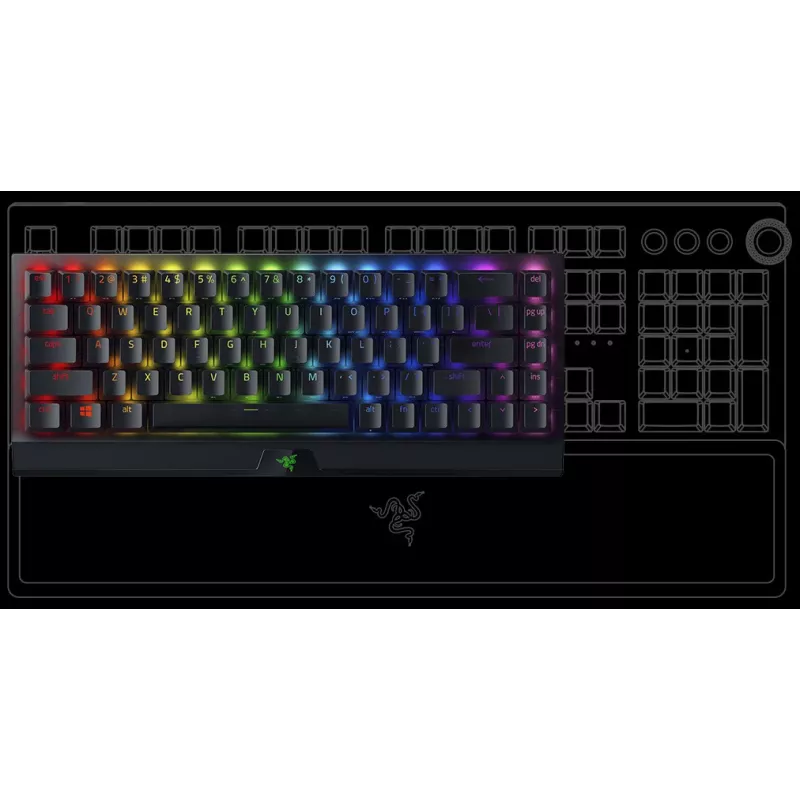 Razer BlackWidow V3 Mini HyperSpeed 65% belaidė mechaninė žaidimų klaviatūra - Razer Yellow jungikliai, Chroma RGB, Bluetooth 5.0, USB-C, juoda