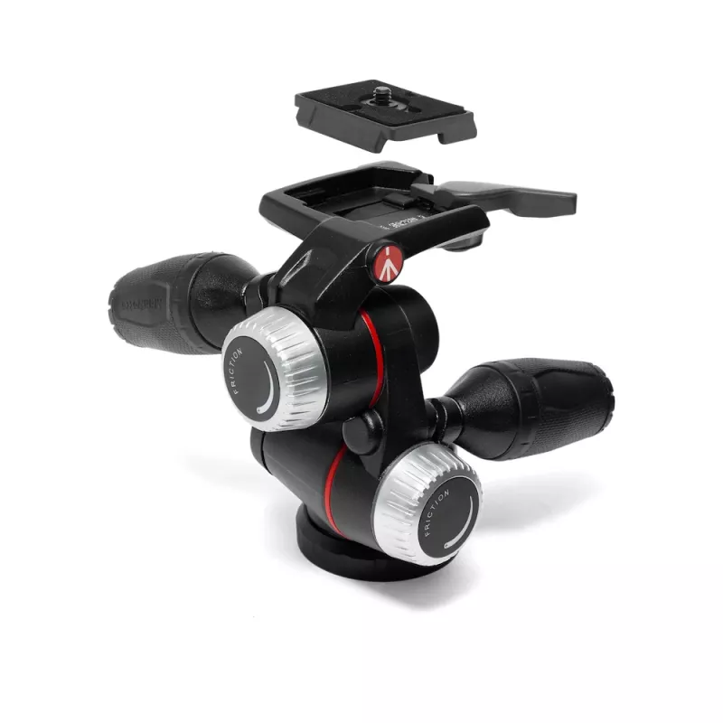 Manfrotto MHXPRO-3WX 3 krypčių galvutė su įtraukiamomis svirtimis, aliuminio, 8kg keliamoji galia, greito atleidimo plokštė 200PL-14, juoda