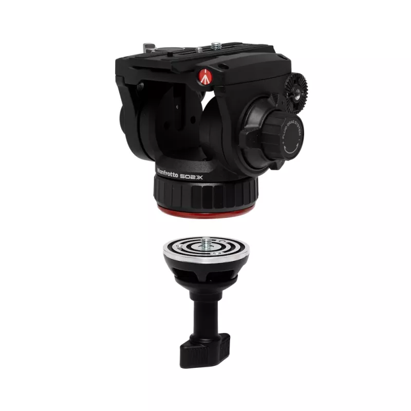 Manfrotto 520BALLSHX 75 mm pusrutulio lyginimo įtaisas su trumpa rankena trikojo niveliavimui