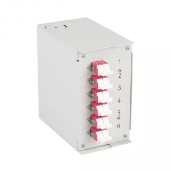 EFB DIN Rail Distribution Box OM4, 12x LC Pigtail, 6x LC-Duplex Coupler, šviesiai pilka