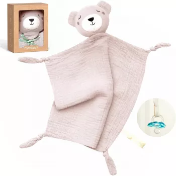 Momcozy Cotton Cuddly Bear minkštas žaislas kūdikiams, rožinė