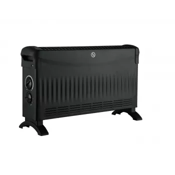 VOLTENO BASIC konvekcinis šildytuvas 2000W su 3 galingumo režimais 750W/1250W/2000W, reguliuojamu termostatu, apsauga nuo perkaitimo, apvirtimo jungikliu, laisvai pastatomas, juodas