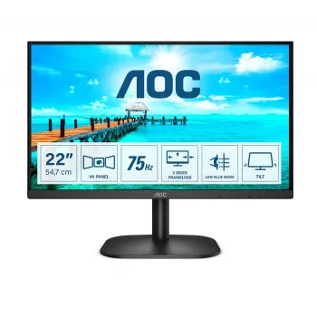 AOC B2 22B2H 21,5 colio Full HD VA monitorius su 75Hz, HDMI, VGA, VESA, juodas