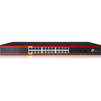 GETFORT GF-124-24PG-2S-400 24 prievadų Gigabit PoE+ komutatorius su 2 SFP uplinkais, 400W biudžetu, montuojamas į stelažą
