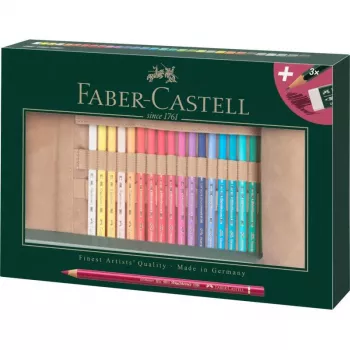 Faber-Castell Polychromos Multicolour 34 dalių menininkų spalvotų pieštukų rinkinys su PITT Artist rašikliais ir teptuku