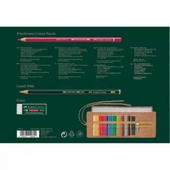 Faber-Castell Polychromos Multicolour 34 dalių menininkų spalvotų pieštukų rinkinys su PITT Artist rašikliais ir teptuku