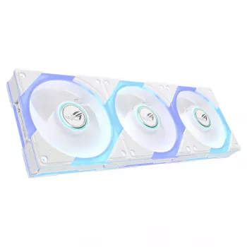 ASUS ROG Strix GR120 ARGB Reverse White 3in1 korpuso ventiliatorių rinkinys, 120mm PWM, 2500 RPM, 70.38 CFM, 3.88 mmH2O, Fluid Dynamic Bearing, Aura Sync