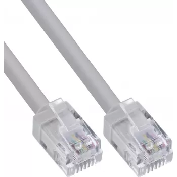 InLine® Modular Round Cable RJ12, vyras į vyrą, 6 gyslų, 6P6C, 5 m, pilka