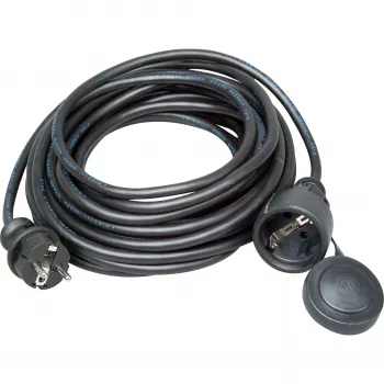Kopp saugus ilginimo laidas, guminis kištukas/kištukinis lizdas/kabelis, 10 m, H07RN-F, 3G1.5, IP44, juodas