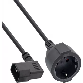 InLine® tinklo adapterio laidas, IEC C14 su sriegiu prie įžeminimo lizdo, 3 m, juodas