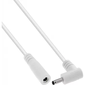 InLine® DC prailginimo laidas, stačiu kampu lenktu kištuku, 3,5 x 1,35 mm, baltas, 2 m