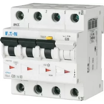 Eaton FRBM4-C32/3N/003-A RCBO, 4 polių (3P+N), 32 A, 30 mA, A tipo, C kreivė, 6 kA