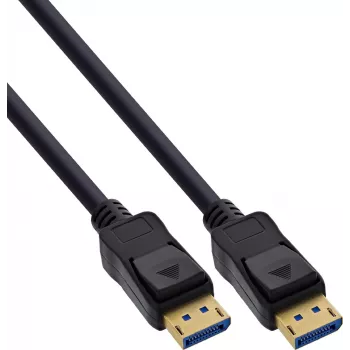 InLine® DisplayPort 2.1 laidas UHBR20 80 Gb/s, juodas, paauksuoti kontaktai, 0,5 m