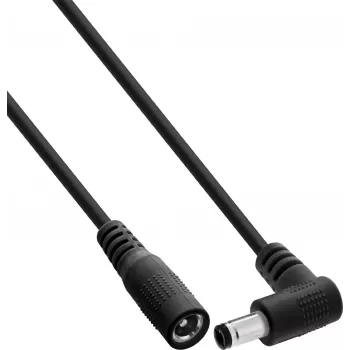 InLine® DC prailginimo laidas, stačiu kampu lenktu kištuku, 5,5 x 2,1 mm, juodas, 5 m
