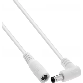 InLine® DC prailginimo laidas, stačiu kampu lenktu kištuku, 5,5 x 2,1 mm, baltas, 3 m