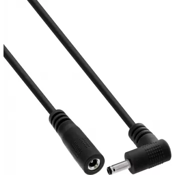 InLine® DC prailginimo laidas, stačiu kampu lenktu kištuku, 3,5 x 1,35 mm, juodas, 2 m