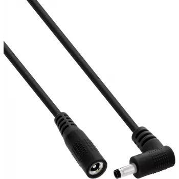 InLine® nuotolinis nuolatinės srovės ilgintuvas, stačiu kampu lenktu kištuku, 4,0 x 1,7 mm, juodas, 3 m