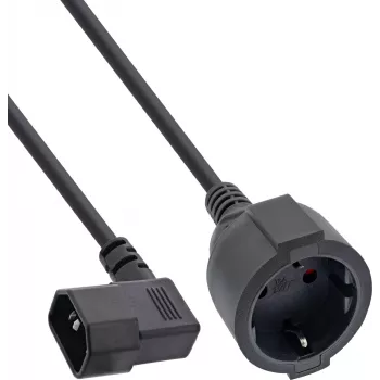 InLine® tinklo adapterio laidas, IEC C14 su sriegiu prie kištukinio lizdo su įžeminimo kontaktu, 0,5 m