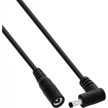 InLine® DC prailginimo laidas, stačiu kampu lenktu kištuku, 4,0 x 1,7 mm, juodas, 2 m