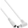 InLine® DC prailginimo laidas, stačiu kampu lenktu kištuku, 5,5 x 2,5 mm, baltas, 5 m