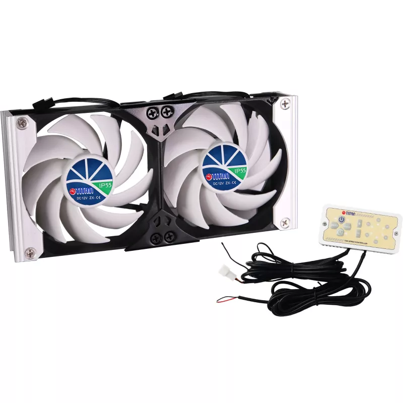 Titan TTC-SC20(A)/V2+ dvigubas šaldytuvo ventiliatorius 92x25mm IP55 su laikmačiu ir lygintuvu