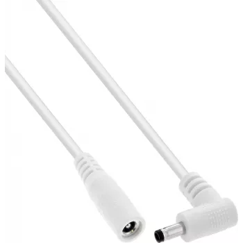 InLine® DC prailginimo laidas, stačiu kampu lenktu kištuku, 4,0 x 1,7 mm, baltas, 2 m