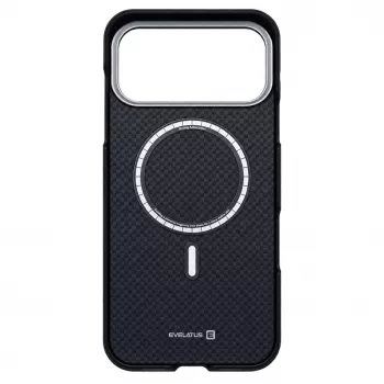 Evelatus Apple iPhone 18 Pro Max anglies pluošto MagSafe dėklas, juodas