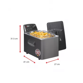 Fritel Turbo SF 4551M 3200 W 4,5 l nerūdijančio plieno gruzdintuvė, juoda