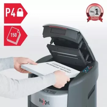 Rexel ShredMax AutoFeed+ 150X kryžminio pjovimo dokumentų smulkintuvas P-4, 150 lapų automatinis padavimas, 44 l talpa, juodos spalvos