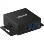 InLine® USB 3.2 Gen 2 pramoninis USB šakotuvas, 4 prievadai, 2x USB-A, 2x USB-C, metalinis, DIN bėgeliui/sienai, 10Gbps