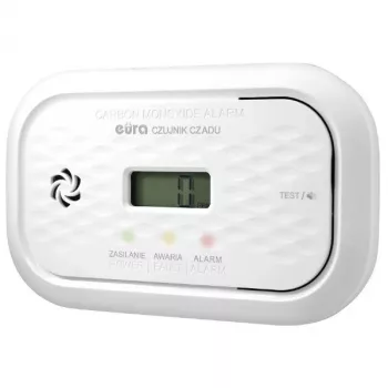 EURA CD-72A2V4300/B anglies monoksido detektorius su elektrocheminiu jutikliu, 85 dB signalizacija, 7 metų jutiklio tarnavimo laikas