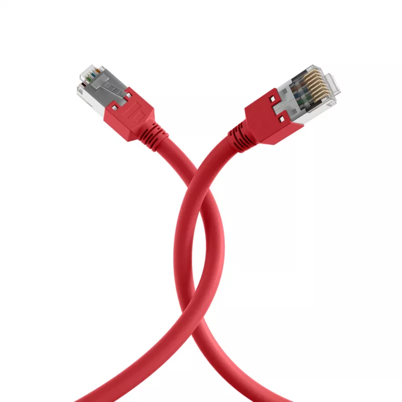 EFB Elektronik K2793.0,50 RJ45 kryžminis jungiamasis kabelis Cat.5e SF/UTP, Hirose TM11, Draka UC300, 0,5 m, raudonas