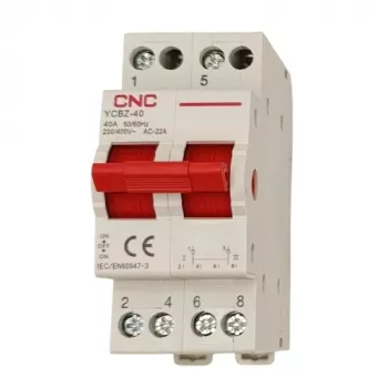 CNC EL240364 Modulinis perjungimo jungiklis YCBZ-40, 2 polių, 40 A, 1-0-2, DIN bėgeliui