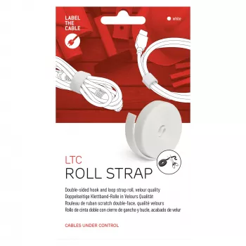 LABEL THE CABLE LTC PRO Roll Strap, dvipusis lipnus dirželis rulone, 25m baltas