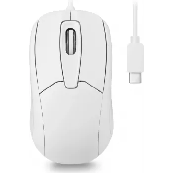 Perixx PERIMICE-209 C W laidinė USB-C optinė pelė, 1000 DPI, 3 mygtukai, slinkties ratukas, ambidekstrinė, balta