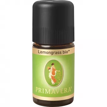 PRIMAVERA Organinis citrinžolės eterinis aliejus 5 ml – 100% grynas, NATRUE sertifikuotas, gaivaus citrinų aromato aromaterapijai