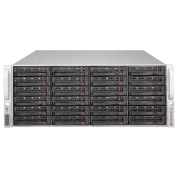 Supermicro SuperChassis 4U CSE-846BE1C-R609JBOD 24 diskų vietų karšto keitimo SAS3/SATA3 JBOD talpyklos korpusas su redundantiškais 600W Platinum maitinimo šaltiniais