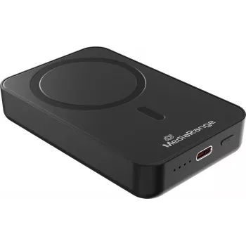 MEDIARANGE Magnetinė belaidė Powerbank 10 000 mAh 15 W MagSafe suderinama greitojo įkrovimo su USB-C PD 20 W ir USB-A QC 3.0, juoda