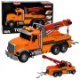 LEAN TOYS vilkikas su kranu, kelių pagalbos automobilis, su kabliu, šviesomis ir garsais, oranžinis, 1:18
