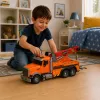 LEAN TOYS vilkikas su kranu, kelių pagalbos automobilis, su kabliu, šviesomis ir garsais, oranžinis, 1:18