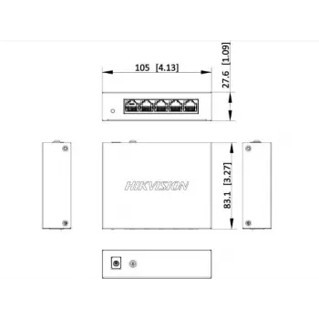 Hikvision DS-3E0505-O 5 prievadų gigabitinio tinklo komutatorius darbalaukiui